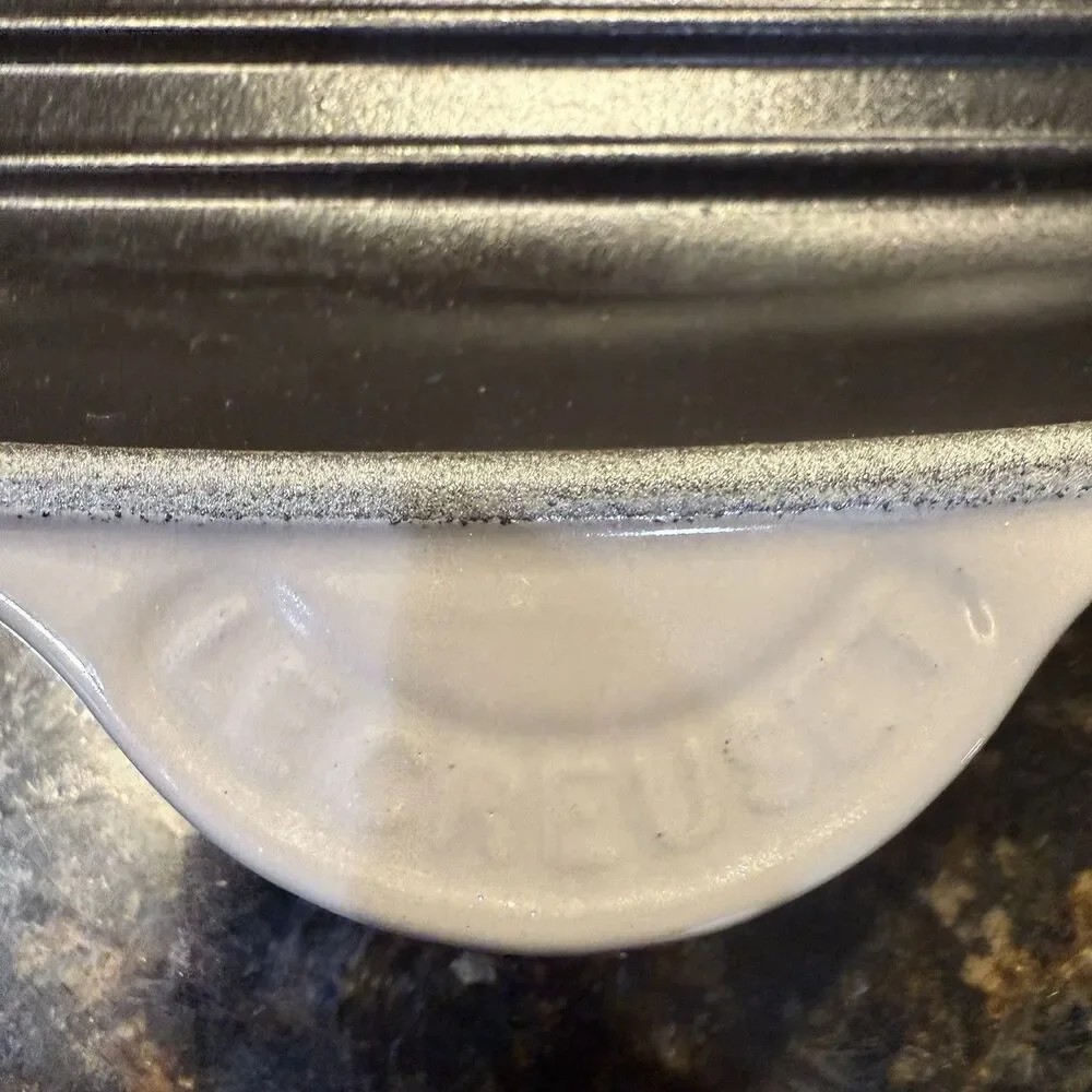 Le Creuset #32 Gray Cast Iron Enamel Grill Skillet Oval Pan Griddle